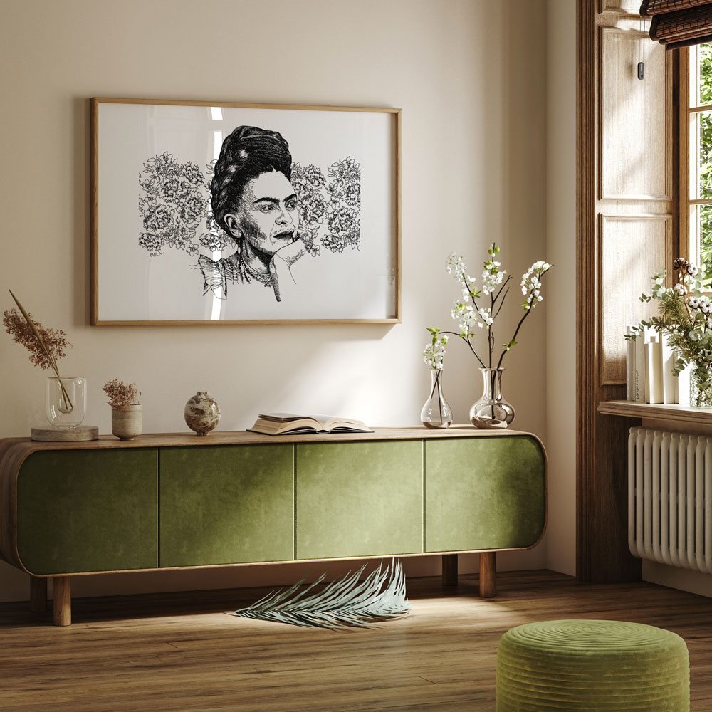 Maison Paula Affiche pour décoration murale représentant un portait de Frida Kahlo