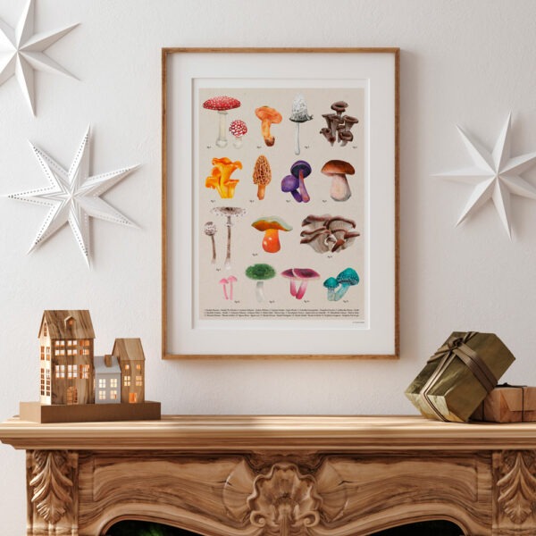 Affiche champignons pour décoration murale
