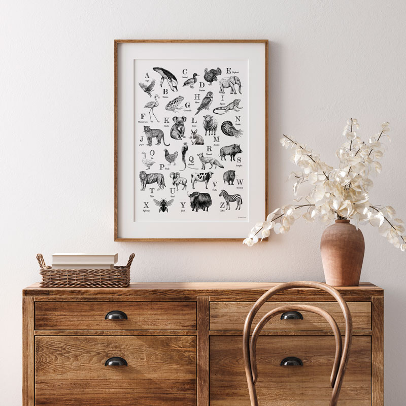 Maison-Paula-affiche-abecedaire-des-animaux-encadree Abecedaire des animaux encadré