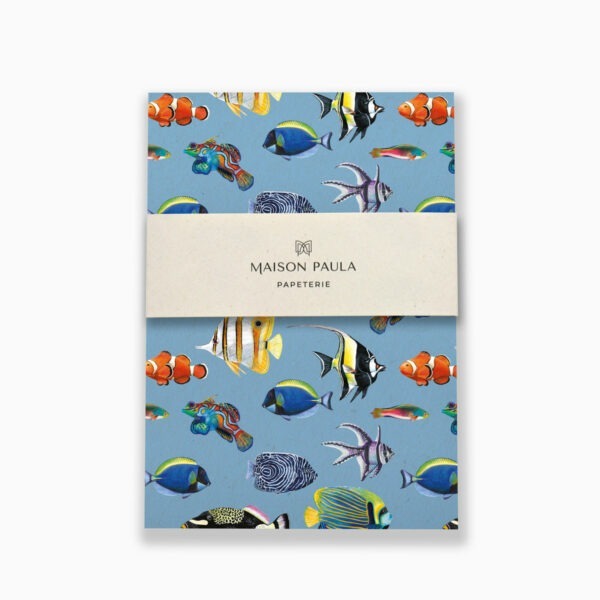 Carnet de note illustré au motif de poissons coralliens